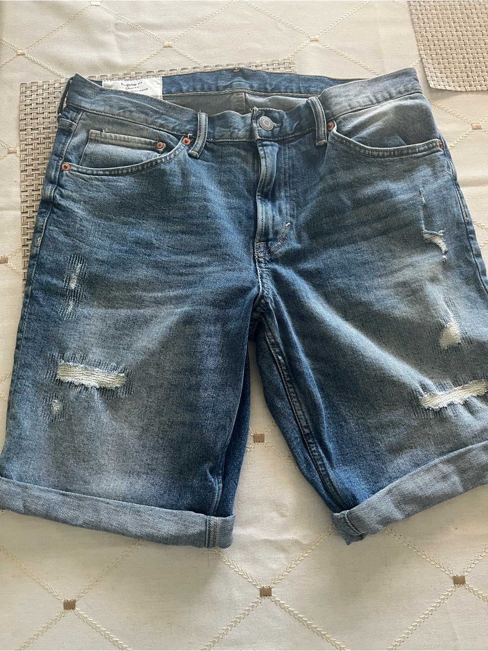 H&M Distressed Blue Denim Jean Shorts